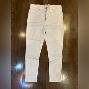 Madewell Button Fly 10” High-Rise Skinny Crop, White, Size 30, NWOT